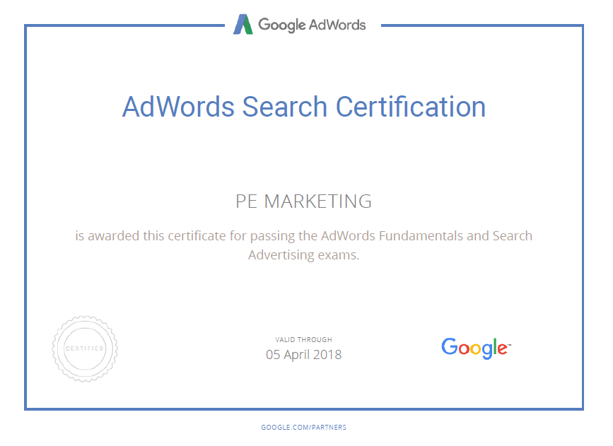 pem adwords certification